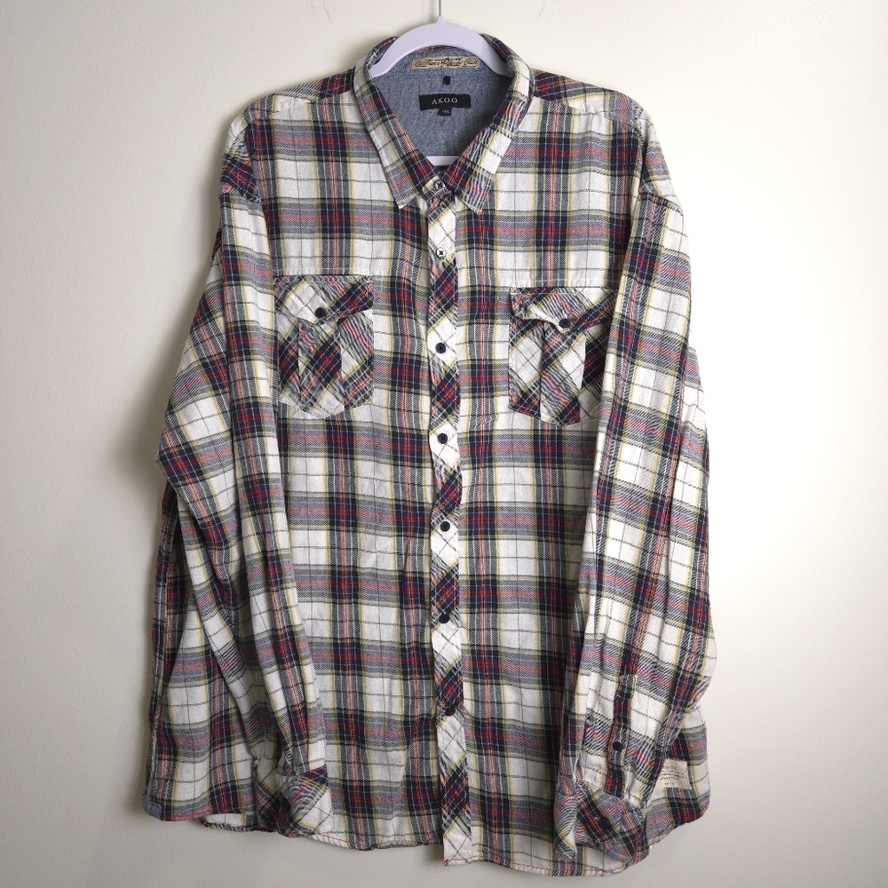 AKOO Men's Classic Plaid Shirt‎ 4XL